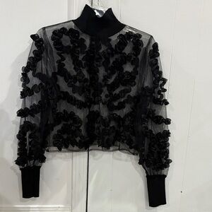 Elegant Black Ruffled Women's Top